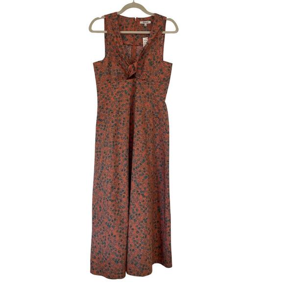 NWT Madewell Orange Floral Sleeveless Stephanie Midi Cotton Dress Size 4 - Picture 5 of 12